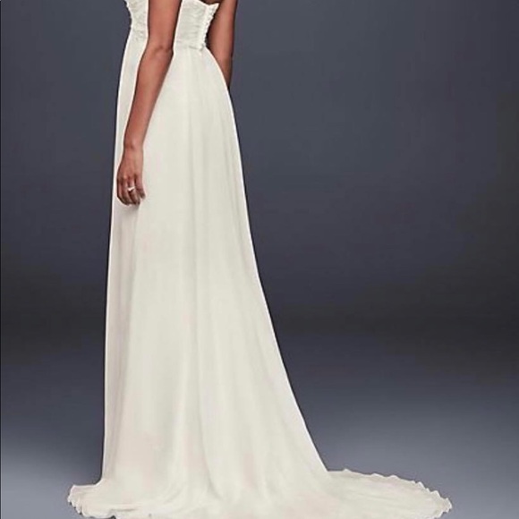 Beaded Crinkle Chiffon Sheath wedding dress - Picture 2 of 3